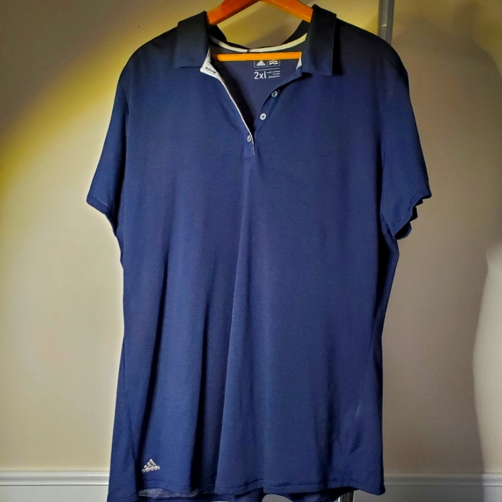 Adidas golf shirt ladies Polo sz 2XL navy blue 4 button